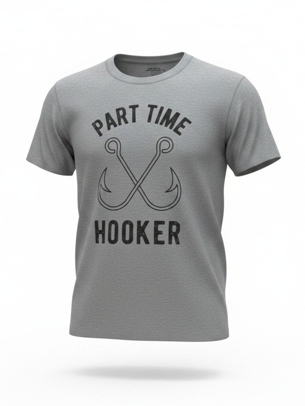 Part Time Hooker Fishing T Shirt Gray Graphic Tee Funny Fisherman Angler Mens